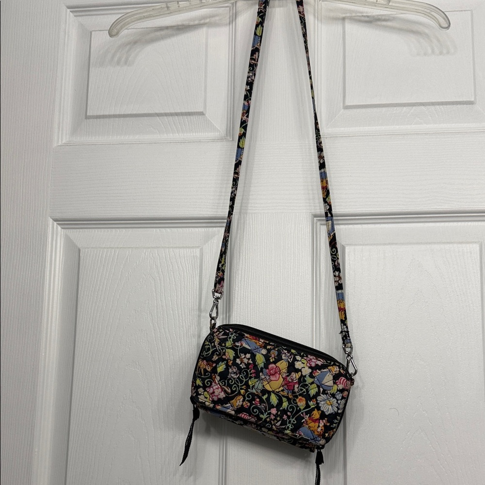 Vera Bradley Black Floral Crossbody Bag with Multicolor Flowers